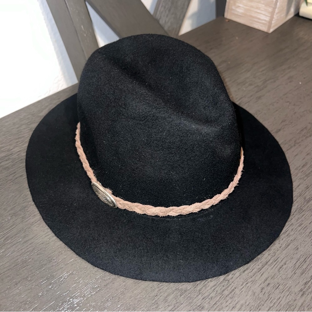 NWT Lovely Bird Black Wool San Miguel Fedora Braid Trim Hat